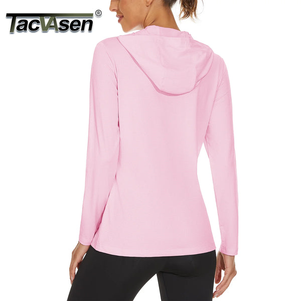 TACVASEN Summer UV/Sun Protection Outdoor Hooded T-shirt Women's Hoodie Shirt UPF 50+ Long Sleeve Fishing Hiking Athletic Shirts