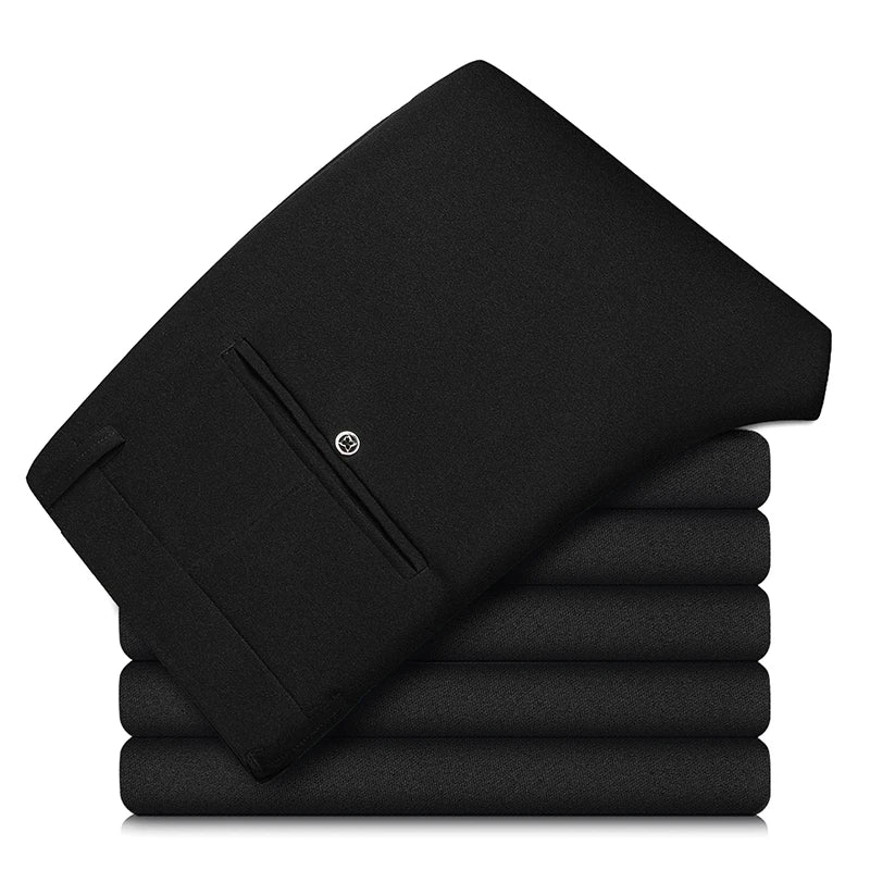 2026 Men's Elastic Casual Pants in Royal Blue And Black Slim Fit Trousers Fashionable Stretchy Leisure Trousers in Chinese.