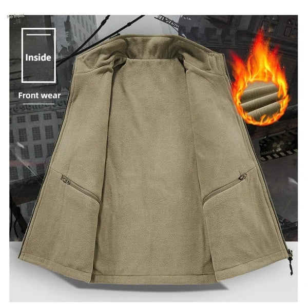 2025 Double-Sided Wear Polar Fleece Vest Outdoor Casual Style Large-Sized Loose Sleeveless Warm Men's Vest Autumn Winter