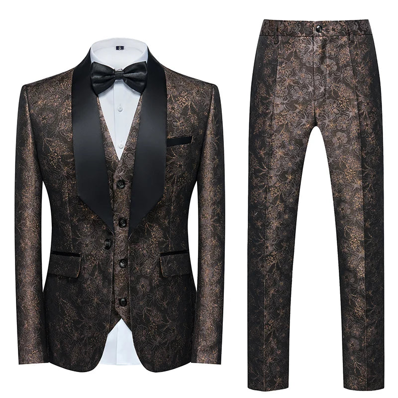 2026 New Men's Purple Suit 3-Piece, Wedding Party Dress Jacket and Vest with Trousers, Asian Size Slim-Fit Sets. M-6XL