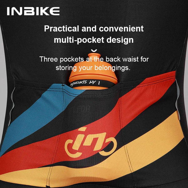 INBIKE 2025 Cycling Jersey Man Short Sleeves Moisture Wicking Bike Cycle Jersey with Pocket MTB Full Zip Cycling Clothes for Men