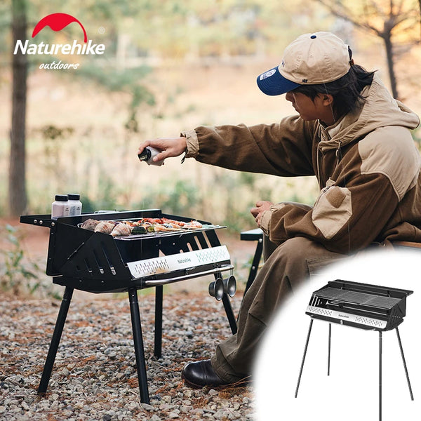 Naturehike Camping BBQ Grill Portable Folding Charcoal Grills Outdoor Folding Table Cookware Griddle Picnic Barbecue Grills