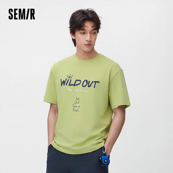 អាវយឺតបុរស Semir រចនាបថប៉ាក់អក្សរពណ៌សម្រាប់កីឡាក្រៅផ្ទះ ការពារកាំរស្មីយូវី ប្រឆាំងបាក់តេរី អាវធម្មតារដូវក្តៅឆ្នាំ ២០២៦