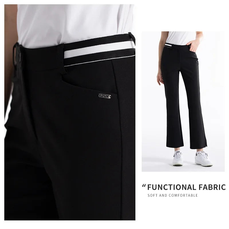 Golf Clothes Trousers Women High Elastic Pants Summer Spring Lady Casual Long Pants Quick-Drying Flared Trousers KUZ176