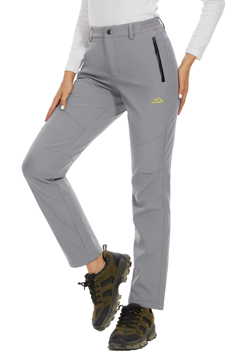 TACVASEN Women's Winter Ski Snow Softshell Fleece Lining Pants Hiking Trekking Mountain Trousers Cargo Warm Work Zipper Pockets