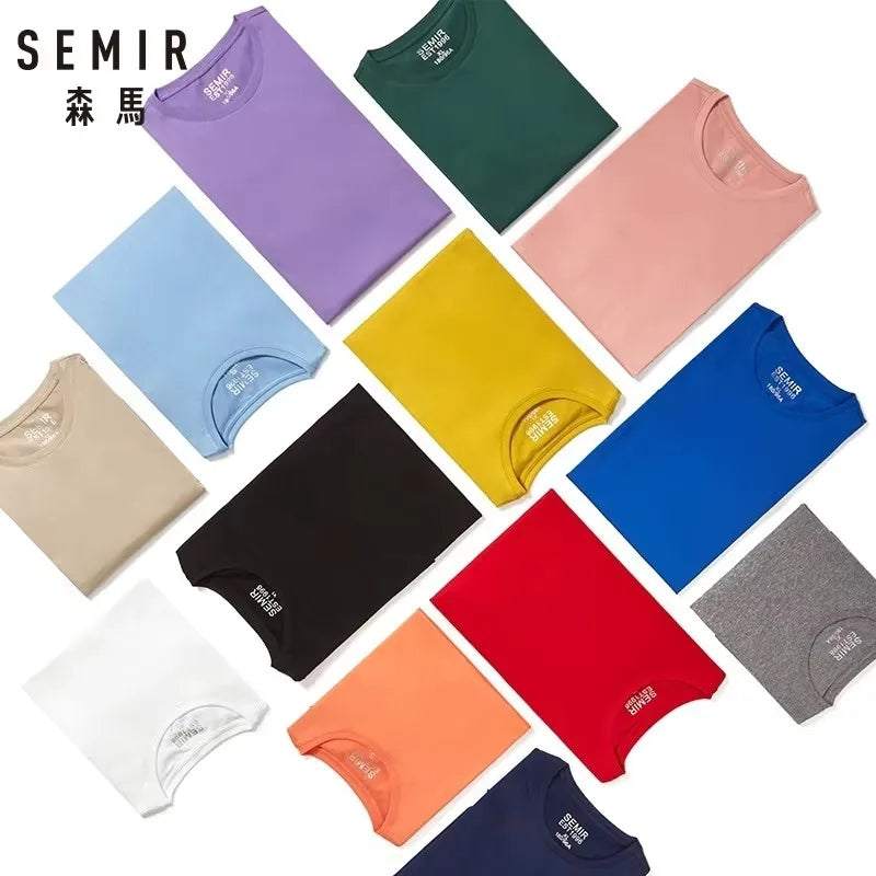 Semir Summer T Shirt For Men 2025 2 pcs per pack O Neck Stretch Solid New Tops Clothing Casual Tshirt Man Streetwear Cool Tee