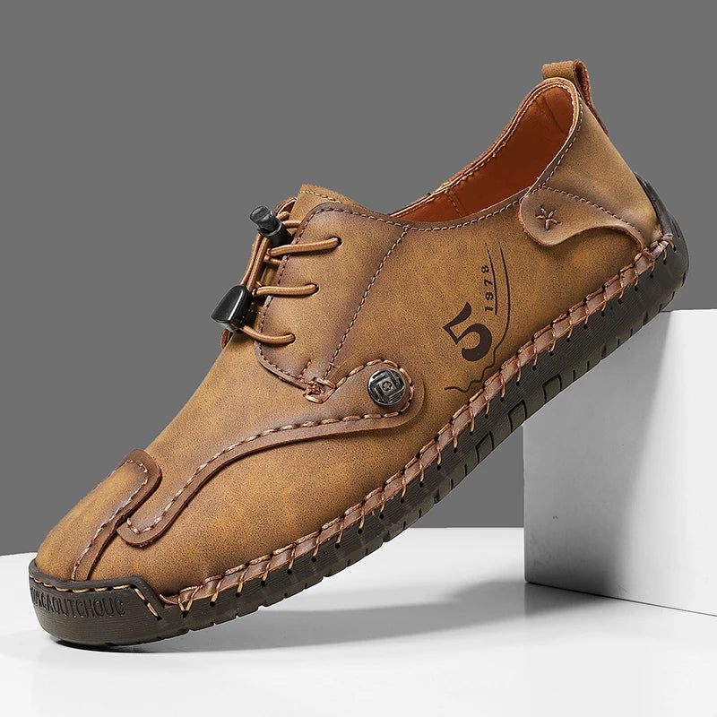 Mens Walking Shoes Large Size 38-48 High-quality Handmade Casual Leather Mens Outdoor Breathe Walking Fashion Flat Sneakers