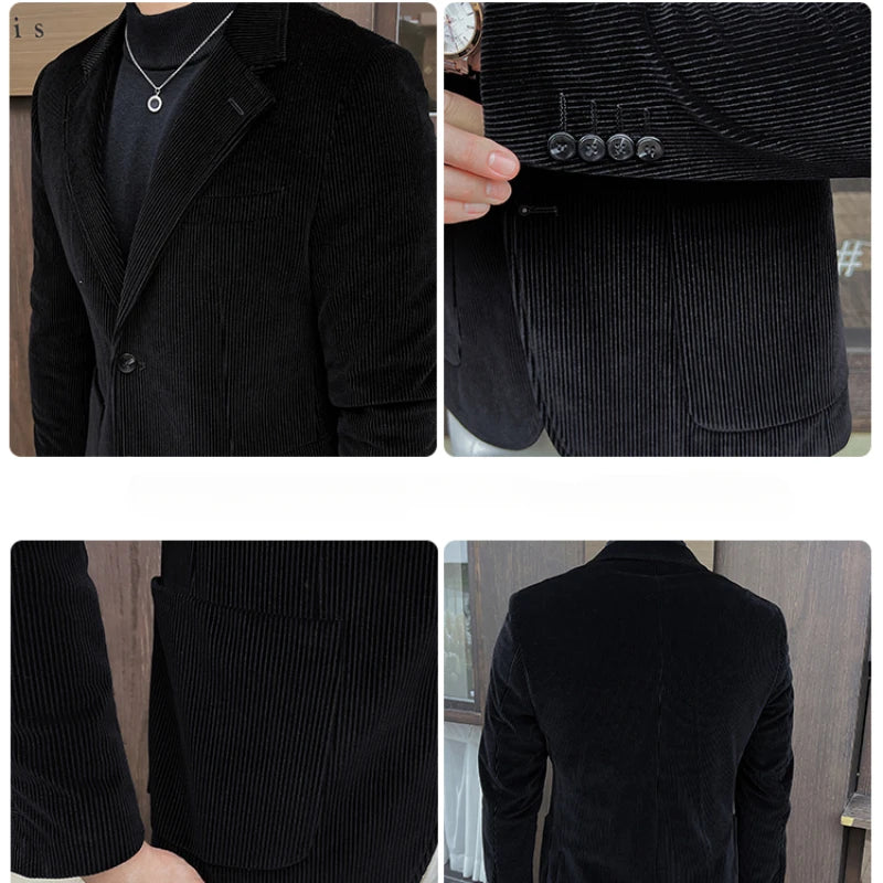 Luxury Men's Solid Color Fashion Jacket Elegant British Wedding Suit Spring and Autumn Men's Jacket