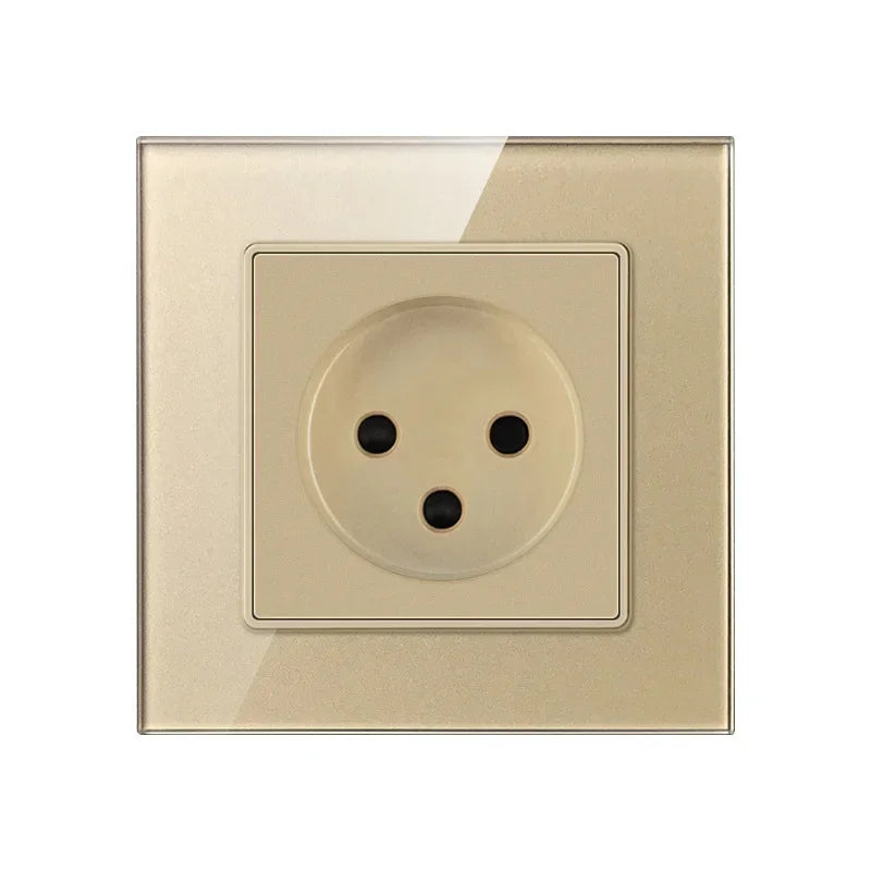 Israel Standard Black Square Tempered Glass 16A Power Wall Socket, 220V IL Plug Adapter Electric Outlet 86mm*86mm