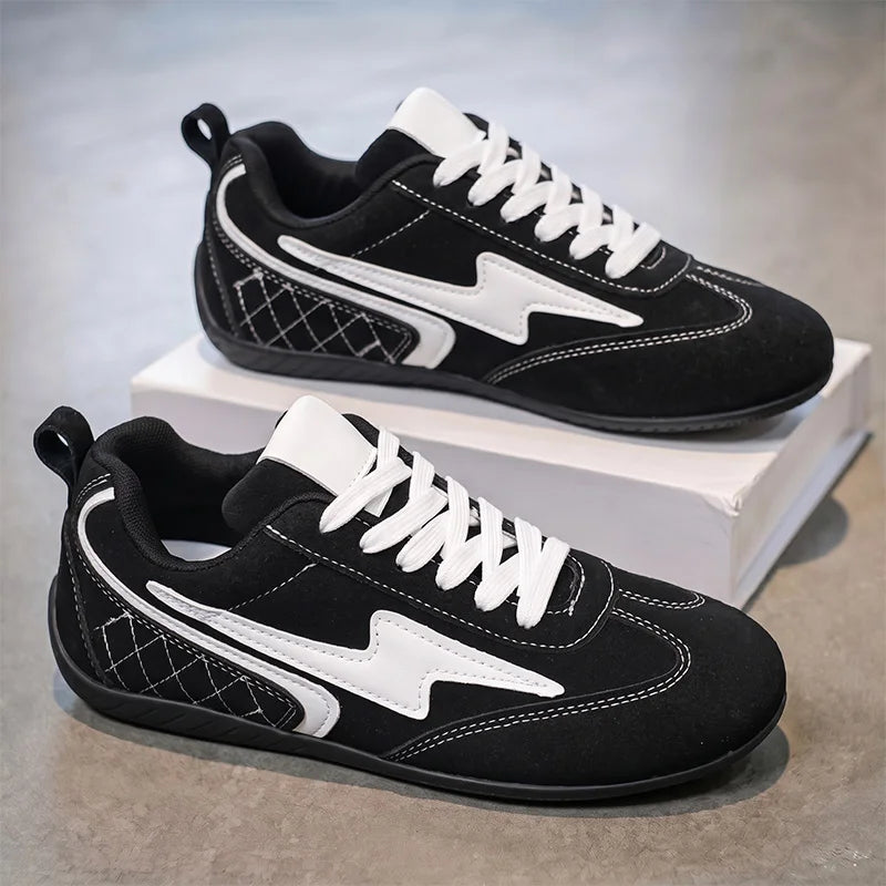 Men Women's Casual Preppy Leather Shoes Soft Sole Four Seasons Flat Breathable Comfort Outdoor Fashion Couples Walking Sneakers