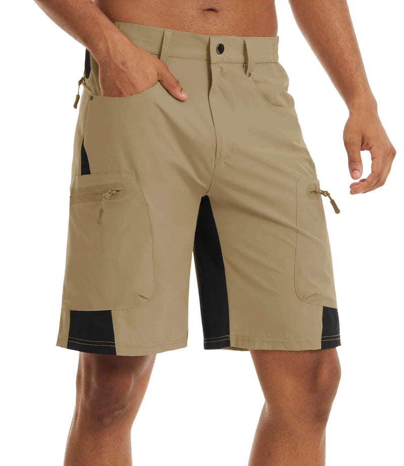 TACVASEN Men Summer Outdoor Shorts Quick Dry Knee Length Hiking Fishing Running Shorts Lightweight Multi-Pockets Workout Shorts