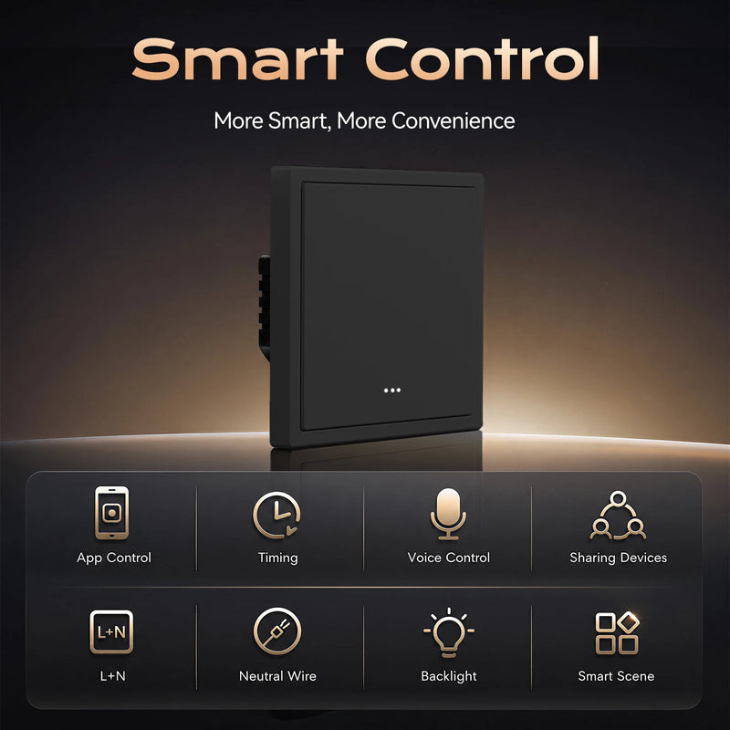 BSEED E Series Smart WIFI Light Switch 1/2/3/4Gang Smart Click Button Switch For Stairs Plastic Frame Tuya Smart Life Control