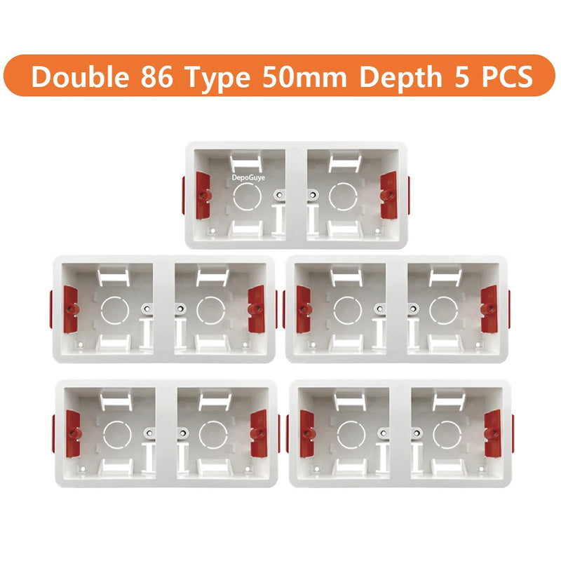 86 Type Switch Mounting Box Cassette Flame Retardant Plastic PVC Junction Back Box Universal White Electrical Concealed Box