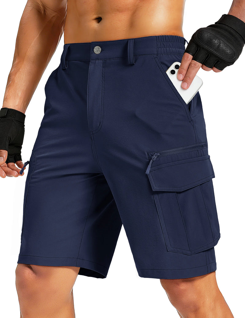 TACVASEN UPF 50+ Hiking Cargo Shorts with 7 Pockets Men 9" Quick Dry Lightweight Nylon Shorts Outdoor Work Shorts Fishing Casual