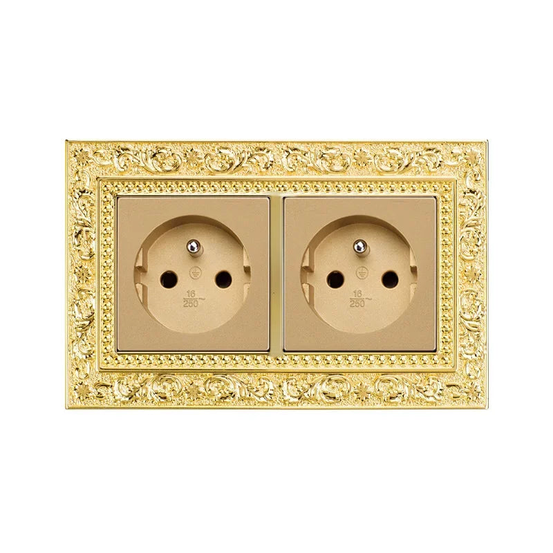 Luxury Vintage Push Button Switch 1/2/3/Gang 2Way,EU France Standard copper Wall socket,Universal light home switch power outlet