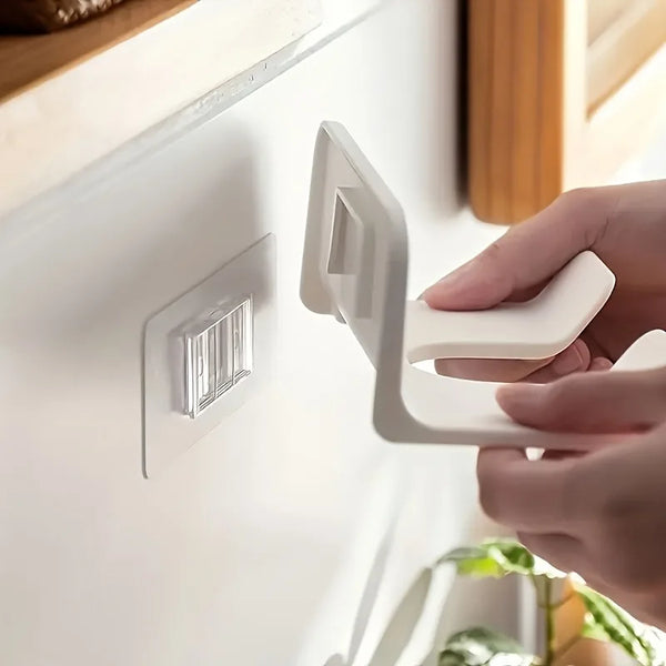 1pc Wall-Mounted Hair Dryer Organizer-Sleek White Plastic Corner Holder for Bathroom,Home,Space-Saving Design.Convenient storage