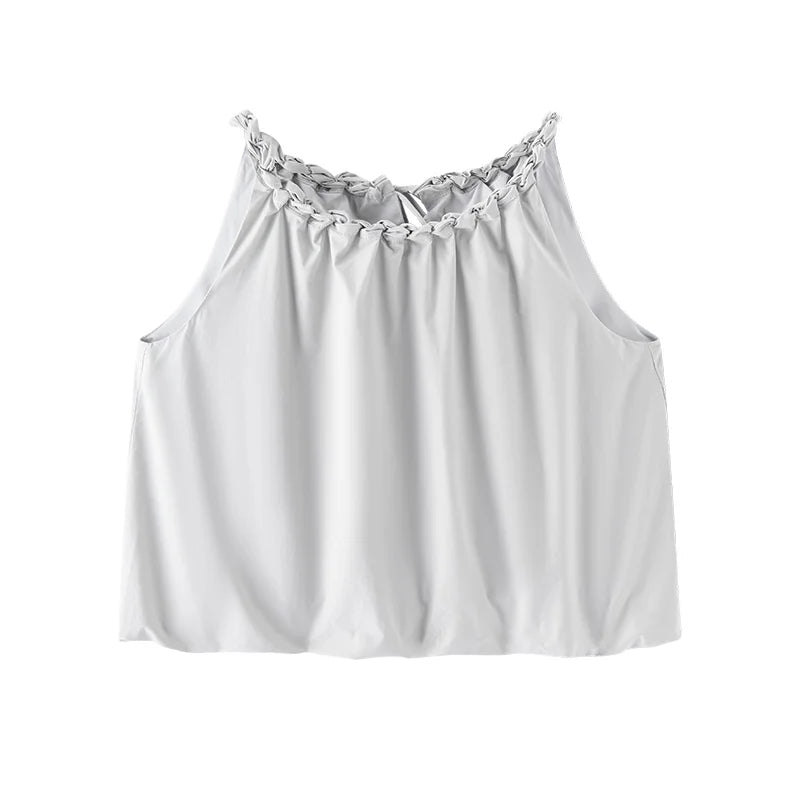 Semir Women Shirt Short Length Knot Halter Fluffy Bud Loose A Line Cute Gentle Stylish 2026 Summer Top