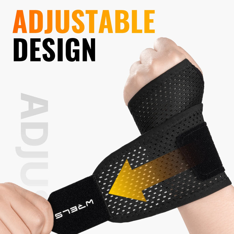 WRELS Compression Wristband Adjustable Wrist Brace Breathable Carpal Tunnel Pain Relief Sports Workout Sports Wrist Support