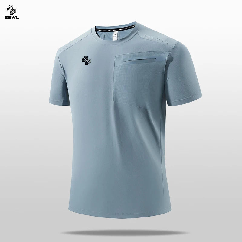 SBWL 2026 Summer Men's Quick Dry Sports T-Shirt Outdoor Running Fitness Casual Light Short Sleeve Gym Top Tees