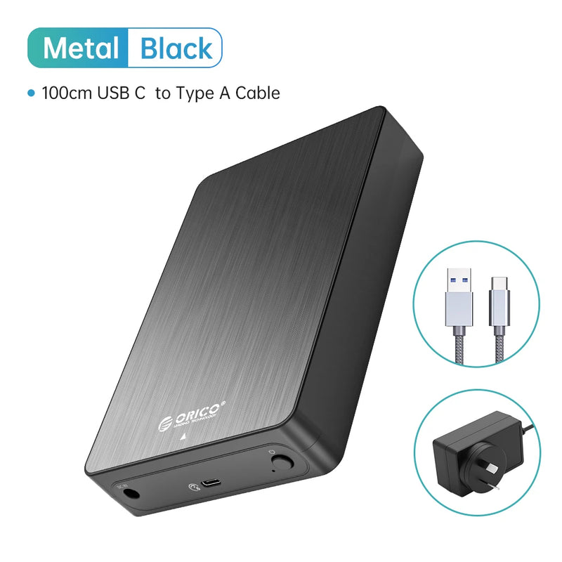 ORICO 3.5" HDD Case SATA to USB C 6Gbps External Hard Drive Case for 3.5 inch HDD Enclosure with 12V Power Adapter