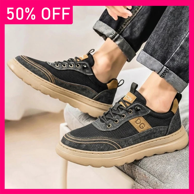 Men Sports Shoes Breathable Wear-resistant Mesh Lightweight Outdoor Walking Shoes Thick Soled Non Slip Casual Shoes for Men