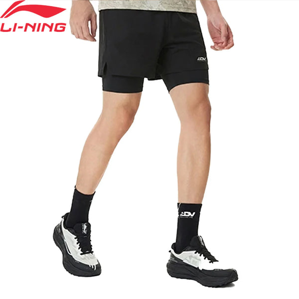 ខោរត់បុរស Li-Ning 2 IN 1 LN DRY 88% Polyester 12% Elastane ការពារកម្តៅថ្ងៃ ចង្កេះអាចលៃតម្រូវបាន ខោ Lining Sport AKSW303