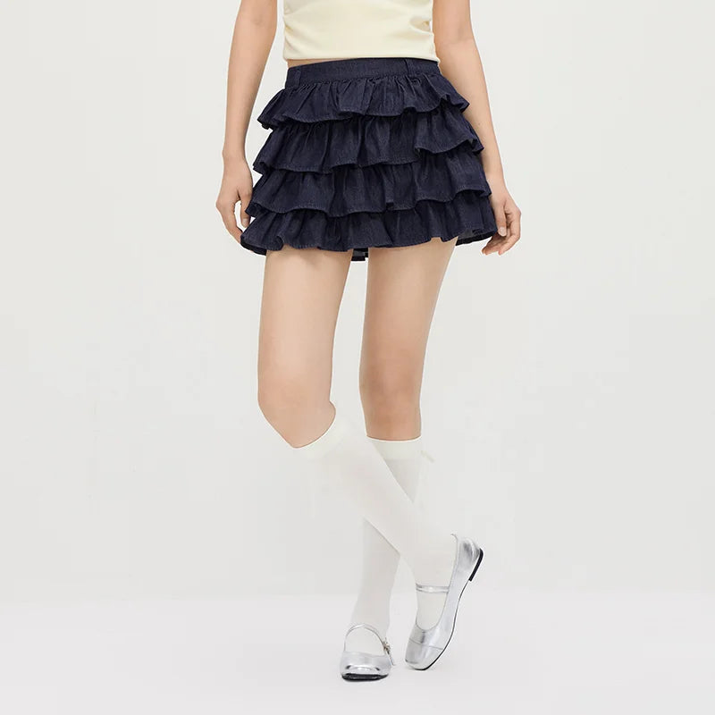 Semir Women Skirt Denim Fluffy Cake Dress Cool Stylish Y2K Cute Mini 2026 Summer Street Fashion Wear