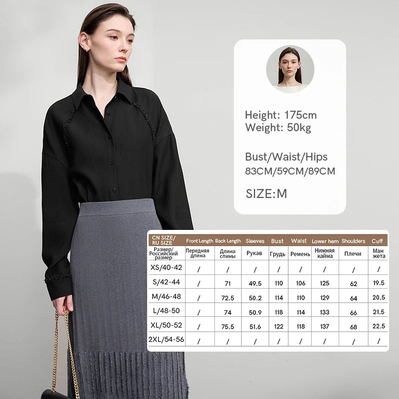 អាវ AMII រចនាបែប Minimalism រដូវស្លឹកឈើជ្រុះឆ្នាំ ២០២៥ អាវថ្មីសម្រាប់នារីការិយាល័យ អាវរលុង ស្មាទម្លាក់ រោមចៀម ដៃវែង អាវធម្មតា 12523099