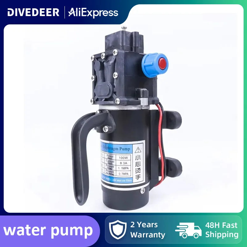 DIVEDEER 100W High Pressure Electric Diaphragm Self-priming Pump Sprayer with DC Pressure & Reflux Switch, 8L/Min Flow Rate