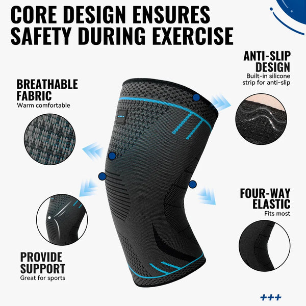 WRELS Professional Knee Support Compression Knee Sleeve Anti Slip Sports Fitness Kneepads Breathable for Running Knee Pain