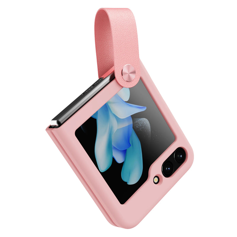 For Samsung Galaxy Z Flip 5 Case For Z Flip 5 Case NILLKIN Finger Strap Liquid Silicone Folding Case with Kickstand For Z Flip 5