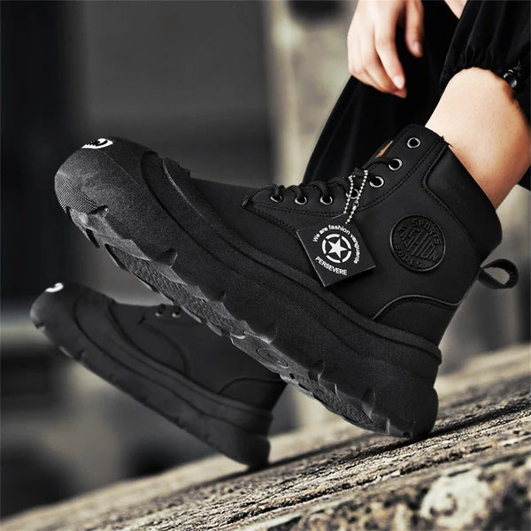 Men's Boots Four Seasons New Casual High-Top Boots Soft Sole Anti-Slip Comfort Outdoor Boots Fashion Joker Youth Tide Work Boots