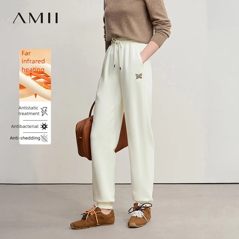 ខោជើងវែង Amii រាងសាជី រដូវរងា ឆ្នាំ២០២៥ ខោជើងវែងថ្មីសម្រាប់នារី ក្រាស់ ក្តៅ ប៉ាក់រូបមេអំបៅ សមល្មម ខោធម្មតា 12544153