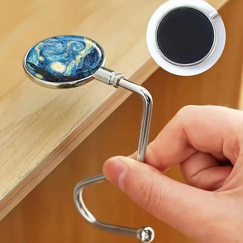 2pcs Portable Folding Desk Hook – Stainless Steel, for Schoolbag & Home Decor, Unisex Gift All Seasons