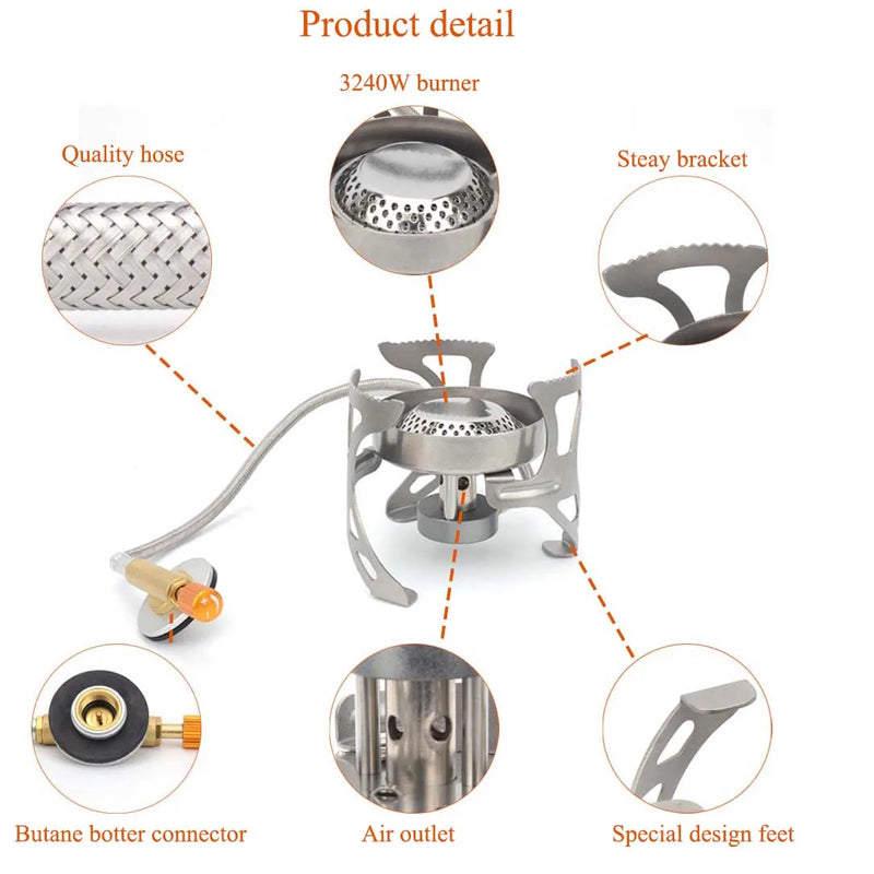 3240W High Power Outdoor Camping Gas Burner BRS51 Portable Split Mini Gas Stove Outdoor Picnic BBQ Camping Stove Equipment