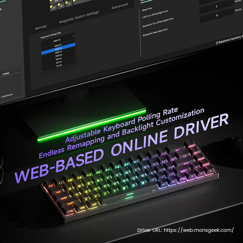Akko MonsGeek FUN68 HE Keyboard 65% Magnetic Switch Rapid Trigger 0.005mm 8000Hz ARGB Type-C Wired Gaming Gamer Custom Keyboard
