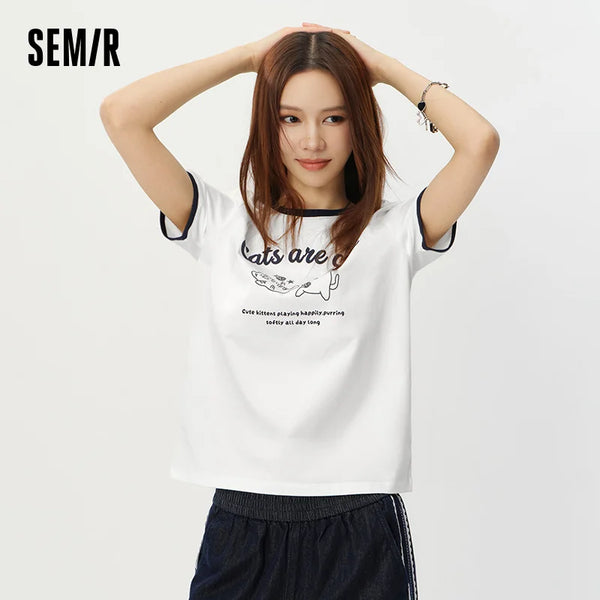 អាវយឺត Semir សម្រាប់នារី ស្រូបសំណើម ស្ងួតលឿន ប្រឆាំងបាក់តេរី អាវយឺតដៃខ្លី គួរឲ្យស្រលាញ់ ម៉ូដរដូវក្តៅ ឆ្នាំ២០២៦