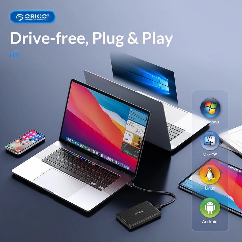 ORICO External Hard Drive Case, SATA to USB 3.0, 5Gbps, 6Gbps, HDD Enclosure for PC Computer PS5, 2.5 Inch