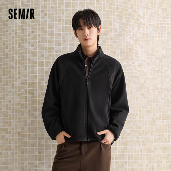 អាវក្រៅរដូវរងាបុរស Semir ប្រឆាំងនឹងឋិតិវន្ត អាវក្រណាត់ប៉ូល កអាវឈរ ដៃអាវ Raglan ឆ្នាំ ២០២៦ សម្លៀកបំពាក់រដូវរងាថ្មីប្រចាំថ្ងៃ រចនាប័ទ្មទីក្រុង ធម្មតា