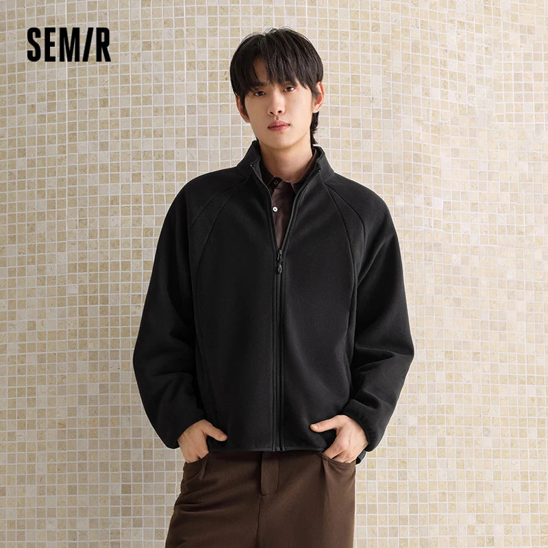 Semir Men Winter Jacket Antistatic Polar Fleece Stand Collar Raglan Sleeve 2026 New Winter Daily Wear Urban Casual Style