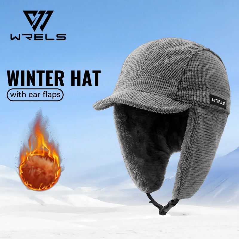 WRELS Thermal Winter Earflap Hat Warm Trooper Hunting Hat Windproof Cap with Ear Flaps Cycling Motorcycle Outdoor Winter Hat