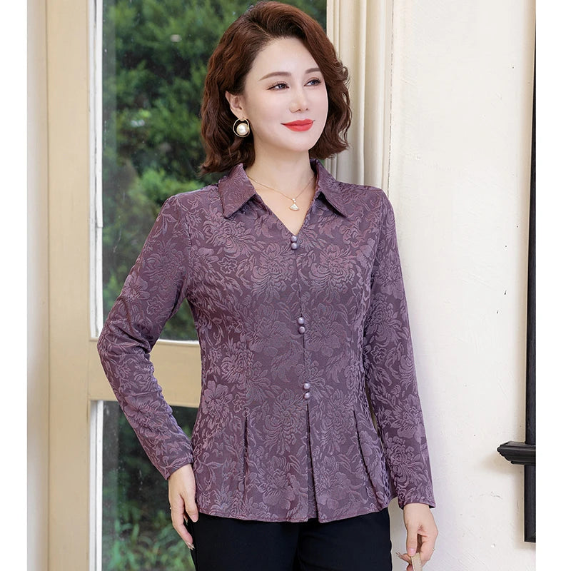 អាវក្រៅការិយាល័យសម្រាប់នារីទាន់សម័យ ដៃវែង ប៊ូតុងពណ៌សុទ្ធ សាកសមនឹងអាវធំ ម៉ូដសាមញ្ញសម្រាប់នារី