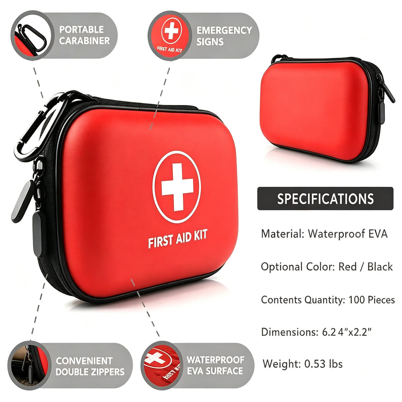 PU Waterproof First Aid Kit Portable Multifunctional Zipper Medical Bag Medicine Storage Organizer for Home Outdoor Travel Campi