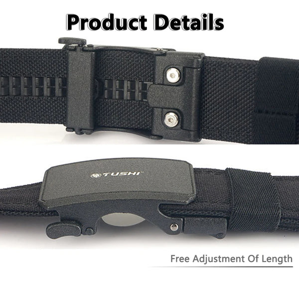 TUSHI Automatic Buckle Comfortable Nylon Military Gun Belt Outdoor Hunting Multifunctional IPSC Tactical Canvas Belt Men Belt