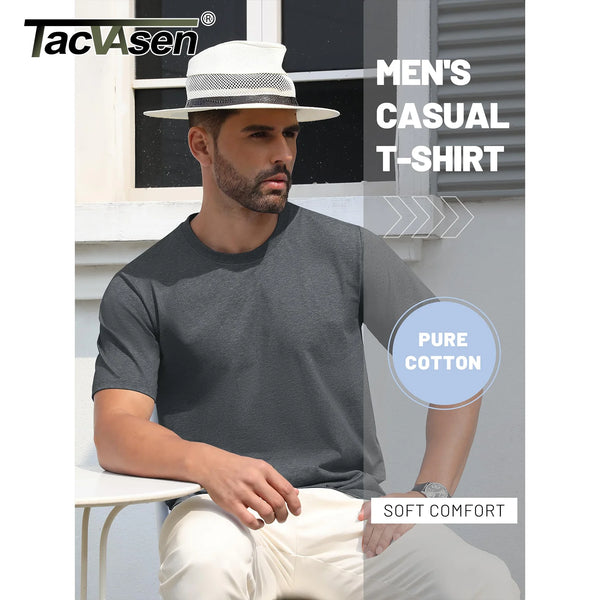 TACVASEN Short Sleeve Crew Neck Cotton T-shirts Mens Breathable Casual T-shirt Sports Pullover Basic Tee Shirts Tops Clothing
