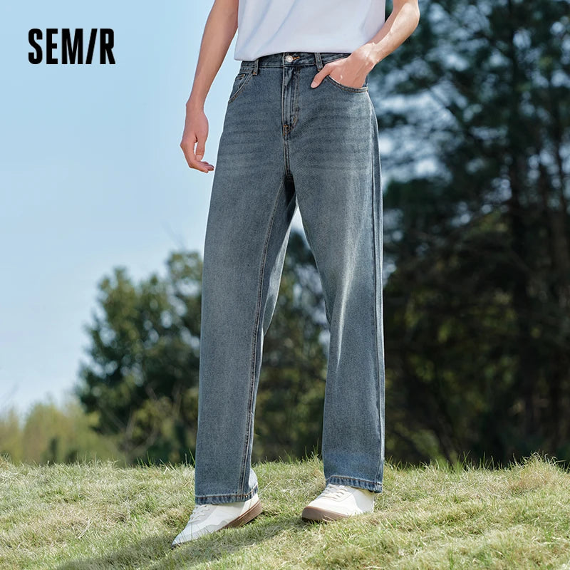 Semir Loose Pants Retro Men 2025 Spring Straight Denim Basic Casual Trousers Long Cut Comfortable Relaxed Style