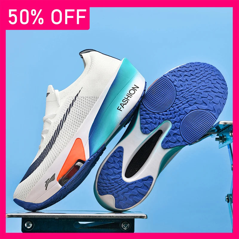 Unisex Sports Shoes Casual Light Mesh Breathe Fashion Lace Up Running Shoes 2026 New Flat Bottom Anti Slip Rebound Fitness Shoes