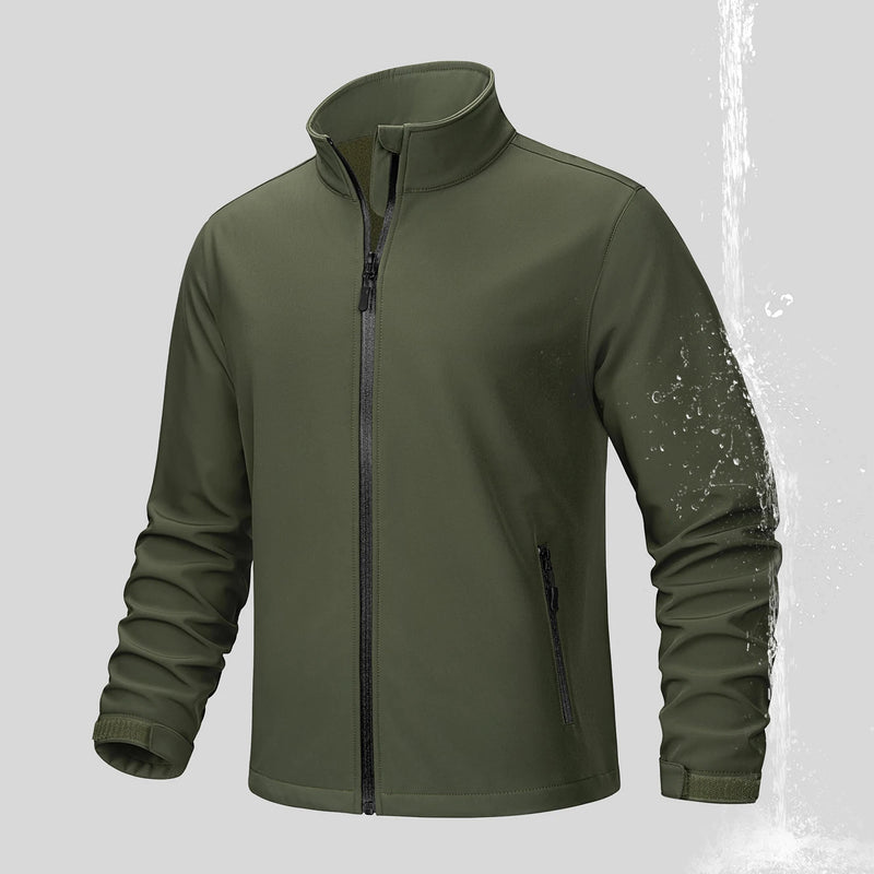 TACVASEN Fleece Lined Softshell Jacket Men's Full Zip Up Rain Jacket Outdoor Work Jacket Spring Trekking Hiking Windbreaker Male