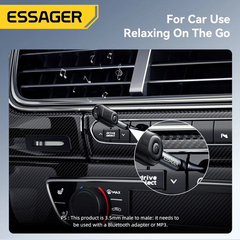 ឧបករណ៍ភ្ជាប់អូឌីយ៉ូ Essager 3.5mm បុរសទៅបុរស Jack សម្រាប់ទូរស័ព្ទចល័តកាសស្តាប់ត្រចៀករថយន្ត MP3 ឧបករណ៍បំពងសម្លេងកុំព្យូទ័រយួរដៃថេប្លេត Jack ស្តេរ៉េអូ