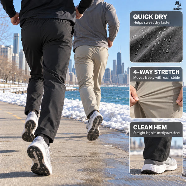 SBWL Men's Solid-Color Outdoor Sports Stretch Pants High-Quality Running Hiking Casual Wear Comfortable Fit Trousers